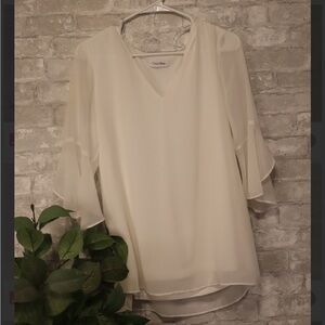 Calvin Klein Cream V-Neck Blouse